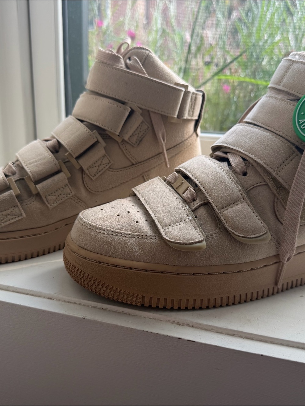 Nike Beige/Tan High-Top Velcro Strap Sneakers